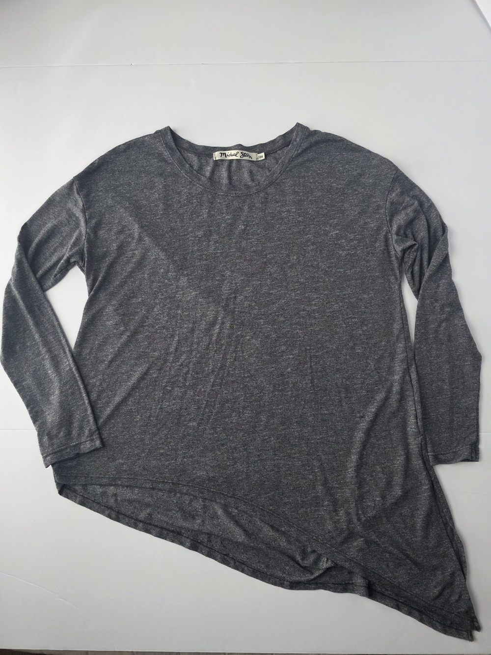Michael Stars Asymmetric Hem Long Sleeve Top - Charcoal